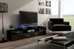 Cama TV stovas EVORA 200 juodas/juodas blizgus