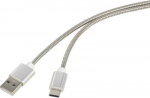 Renkforce USB 2.0 Anschlusskabel [1x USB 2.0 Stecker A - 1x USB-C&trade; Stecker] 0.5 m Silber Kabelmantel aus rostfreiem Stah (RF-4888674)