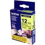 Brother blizgi laminuota etikečių juosta TZ-C31 &ndash; 12 mm, juoda/fluorescencinė geltona