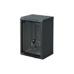 Triton RBA-09-AS3-BAX-C1 juoda 10 colių sieninė spinta, vientiso korpuso, 9U, 300 mm, su stiklinėmis durimis, RAL 9005