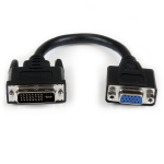 StarTech.com DVI auf VGA Adapter - St/Bu - VGA-Adapter - DVI-I (M) - HD-15 (W) - 20cm - Fl&uuml;gelschrauben - Schwarz (DVIVGAMF8IN)