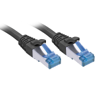 Lindy - Patch-Kabel - RJ-45 (M) bis RJ-45 (M) - 1,0m - SFTP, PiMF - CAT 6a - IEEE 802,3af/IEEE 802,3at - geformt, ohne Haken, verseilt - Schwarz (47412)