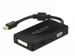 DeLOCK - Videoschnittstellen-Converter - DisplayPort / HDMI / DVI / VGA - Mini DisplayPort (M) bis HD-15 (VGA), Stereo Mini-Klinkenstecker, DVI-I, HDMI, Micro-USB Typ B (W) - 15cm - Schwarz - passive converter (62073)