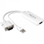 Delock - Video- / Audio-Adapter - USB, 15 pin D-Sub (DB-15) m&auml;nnlich zu HDMI weiblich - 25cm - wei&szlig; (62460)