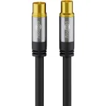 Goobay TV antenos laidas (135 dB tipas), 4x ekranuotas, 5 m, juodas - auksuotas, Koax lizdas > Koax ki&scaron;tukas (70384)