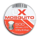 &Scaron;rateliai UMAREX Mosquito flat 4.5 mm, 0.52 g, 500 vnt., diabolo plok&scaron;čia galvute, sidabriniai