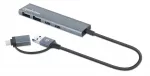 USB-C ir USB-A jungčių &scaron;akotuvas Manhattan 4 prievadai 5 Gbps aliuminis