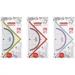 Triangulinė liniuotė Herlitz 11367950 16 cm, plastikinė, mėlyna/raudona/permatoma/geltona