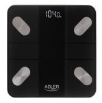Adler Smart Bathroom Scale AD 8186b Auto power off Body fat analysis Body Mass Index (BMI) measuring Bone mass analysis Maximum weight (capacity) 180 kg Memory function Multiple users Bluetooth 4.2; Tempered Glass Platform: 6 mm; Overload/Low Battery ...