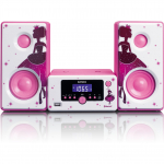 MC-020, home audio mini system, pink, white, 10 W, FM,PLL, blue, 3.5 mm