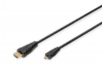 Digitus ASSMANN - HDMI-Kabel mit Ethernet - 19 pin micro HDMI Type D m&auml;nnlich zu HDMI m&auml;nnlich - 1 m - Dreifachisolierung - Schwarz (AK-330115-010-S)