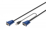 KVM Kabel-Satz.VGA.PS/2-Mouse.PS/2-Keyboard. USB HD DB15/M.2xMiniDIN6/M. USB typeA/M - HD DB15/M schwarz. 3.0 m DIGITUS