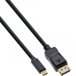 InLine - USB-/DisplayPort-Kabel - USB-C (M) bis DisplayPort (M) - USB 3,1 / Thunderbolt 3 / DisplayPort 1,2 - 2,0m - 4K Unterst&uuml;tzung - Schwarz (64122)