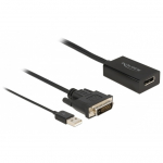 Delock - Adapterkabel - DVI-D, USB (nur Strom) (M) bis DisplayPort (W) - DisplayPort 1,2 - 50cm - Support von 4K 30 Hz - Schwarz (63189)