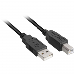 USB 2.0 Kabel, USB-A Stecker > USB-B Stecker (schwarz, 0,5 Meter)