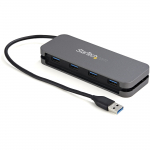 StarTech.com 4 Port USB 3.0 Hub, 4x USB-A, 5Gbps Laptop/Desktop USB Type-A Hub, USB Bus Powered, 27,90cm (11) Long Cable with Cable Management (HB30AM4AB) - Hub - 4 x USB 3.2 Gen 1 - Desktop
