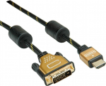 Roline Gold - Videokabel - Dual Link - HDMI / DVI - DVI-D (M) bis HDMI (M) - 7.5 m - abgeschirmt - Schwarz, Gold - 4K Unterst&uuml;tzung