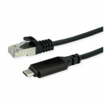 ROLINE USB 3.2 Gen 2 Typ C zu Gigabit Ethernet Konverterkabel, schwarz, 1 m (12.02.1165)