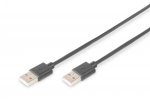 Digitus USB cable USB 2.0 USB-A plug, USB-A plug 1.00 m Black double shielded AK-300101-010-S