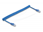 Delock RJ45 Spiralkabel Stecker zu Stecker Cat.6 UTP 0,6 m bis 1,2 m blau