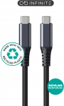eSTUFF INFINITE - USB-Kabel - 24 pin USB-C (M) zu 24 pin USB-C (M) - USB 2,0 - 2,0m - 100 % recycelter Kunststoff - wei&szlig; (ES604275)