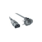 Bachmann H05VV-F 3G 1,50 mm&sup2; - Stromkabel - power CEE 7/7 rechtwinklig zu power IEC 60320 C13 10 A - 50cm - geformt, rund - Grau (356.905)