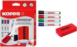 Kores Whiteboard-Marker Set, 4 Marker + Tafell&ouml;scher K MARKER: Rundspitze, Strichst&auml;rke: 3.0 mm, schnell - 1 St&uuml;ck (M20863)
