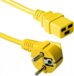ACT Powercord mains connector CEE7/7 male (angled) - C19 yellow 1.80 m. Lengte: 1.8 m Powercord schuko-c19 yel 1.80m (AK5181)