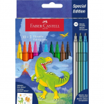 AKTION: FABER-CASTELL Dino Filzstifte farbsortiert, 13 St. + GRATIS Dinosticker (554214)