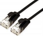 ROLINE Green - Patch-Kabel - RJ-45 (M) zu RJ-45 (M) - 3 m - 3.4 mm - UTP - CAT 6a - halogenfrei, geformt, ohne Haken, verseilt - Schwarz, pantone 3C (21.44.3956)