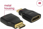 Delock Adapter High Speed HDMI with Ethernet - HDMI Mini-C male > HDMI-A female 4K - HDMI-Adapter - HDMI weiblich zu 19 pin mini HDMI Type C m&auml;nnlich - Schwarz - 4K Unterst&uuml;tzung (65665)