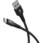 Goobay USB-C&trade; auf USB-A Supersoftes Textilkabel mit Metallsteckern, 3 m, schwarz (74528)