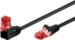 Goobay CAT 6 Patchkabel 1x 90&deg; gewinkelt, U/UTP, Schwarz, 10 m - Rastnase oben, CCA Kupfergemisch (51519)