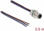 Delock - Netzwerkkabel - 3-poliger M8 (M) zu ohne Stecker - 50 cm - 4.6 mm - Schwarz