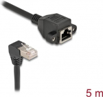 Delock Netzwerk Verl&auml;ngerungskabel S/FTP Stecker RJ45 Stecker 90&deg; gewinkelt zu RJ45 Einbaubuchse Cat.6A 5 m schwarz (80314)