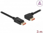 Delock - DisplayPort-Kabel - DisplayPort (M) gerade bis DisplayPort (M) links abgewinkelt - DisplayPort 1,4 - 3,0m - unterst&uuml;tzt 8K 60 Hz (7680 x 4320) - Schwarz (87048)