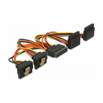 Kabel SATA 15 Pin Strom Stecker mit Einrastfunktion > SATA 15 Pin Strom Buchse 2 x unten / 2 x oben 15 cm