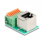 RJ45 Buchse 90&deg; gewinkelt zu Terminalblock mit Drucktaster Cat.5e