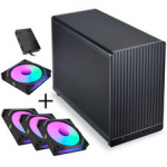 Lian Li DAN Cases A3-mATX - schwarz + 3x UNI FAN SL-INF 120 ARGB Reverse Blade L&uuml;fter + 1x Standard PWM L&uuml;fter - 120mm (Inkl. Controller)