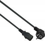 Helos - Stromkabel - CEE 7/7 (M) gewinkelt zu IEC 60320 C13 gerade - 250 V - 10 A - 5 m - Schwarz