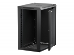 NETRACK 019-150-645-022 wall/hanging cabinet 19inch 15U/450 mm glass door black remov. side pan.