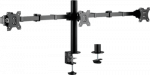Logilink - Befestigungskit (Stange, Klammer, 2 Gelenkarme, Kabeldurchf&uuml;hrungsklemme) - f&uuml;r 3 LCD-Anzeigen - Stahl - Schwarz - Bildschirmgr&ouml;&szlig;e: 43.2-68.6 cm (17-27) - Tischmontage (BP0107)