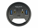 DeLOCK In-Desk Hub - Hub - 2 x USB 3,2 Gen 1 + 2 x Audio + 1 x USB-C 3,2 Gen 1 - Desktop (62794)