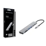 CONCEPTRONIC 573812 7 viename USB-C dokavimo stotelė, HDMI, USB-C, 2x USB-A, 25 cm kabelis, pilka