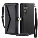 Hurtel piniginis dėklas su stovu ir dirželiais Samsung Galaxy A56 5G, juodas