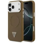 Guess Triangle Logo MagSafe dėklas, skirtas iPhone 17 Pro (rudas)