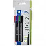 Finelineris Staedtler 334 C6 juoda, mėlyna, žalia, raudona, violetinė 5 vnt.