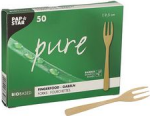 PAPSTAR Fingerfood-Gabeln pure, 95 mm, natur aus Bambus, biologisch abbaubar und kompostierbar, - 1 St&uuml;ck (88978)