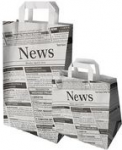 PAPSTAR Tragetasche Newsprint, 260 x 170 x 250 mm aus Kraftpapier, 70 g/qm, Tragkraft: 5 kg, mit Tragegriff - 1 St&uuml;ck (87055)