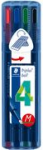 STAEDTLER Kugelschreiber triplus ball 437 M, 4er Etui ergonomischer Dreikantschaft, Strichst&auml;rke: M, - 1 St&uuml;ck (437 MSB4)